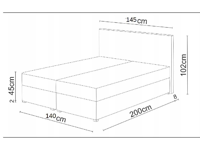 Manželská posteľ Boxspring 140 cm Lilac Comfort (vzor + biela) (s matracom a úložným priestorom)