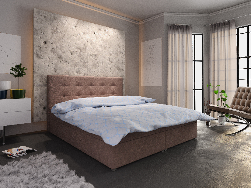 Manželská posteľ Boxspring 160 cm Fade 1 (tmavohnedá) (s matracom a úložným priestorom)