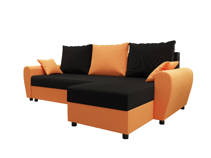 Rohová sedacia súprava Fleur L (oranžová + čierna) (P)