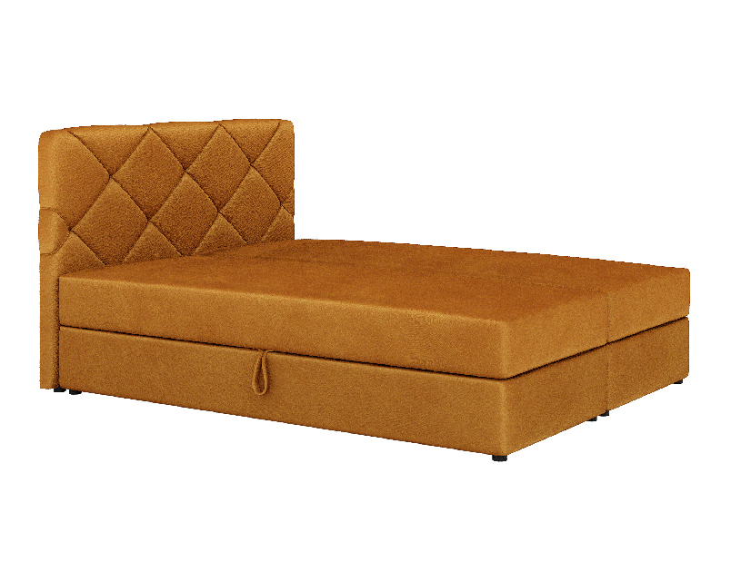 Kontinentálna posteľ 140x200 cm Karum (horčicová) (s roštom a matracom)