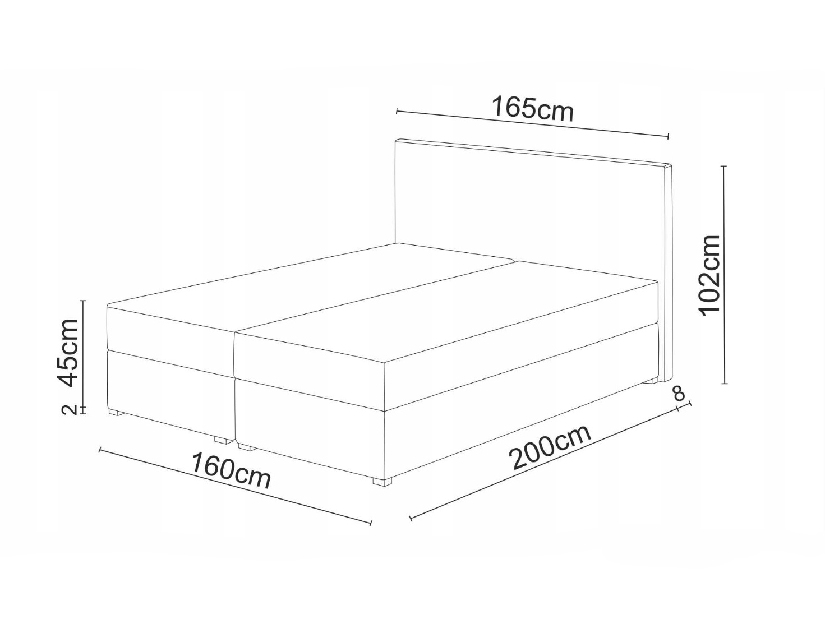 Kontinentálna posteľ 160x200 cm Karum (tmavomodrá) (s roštom a matracom)