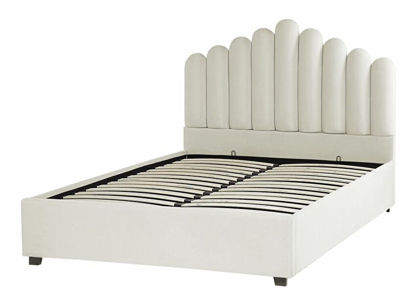 Manželská posteľ 140 cm Valhala (biela) (s roštom a úložným priestorom)