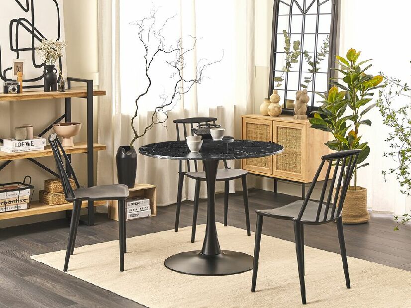 Okrúhly jedálenský stôl Berylle (čierna) (pre 4 osoby)