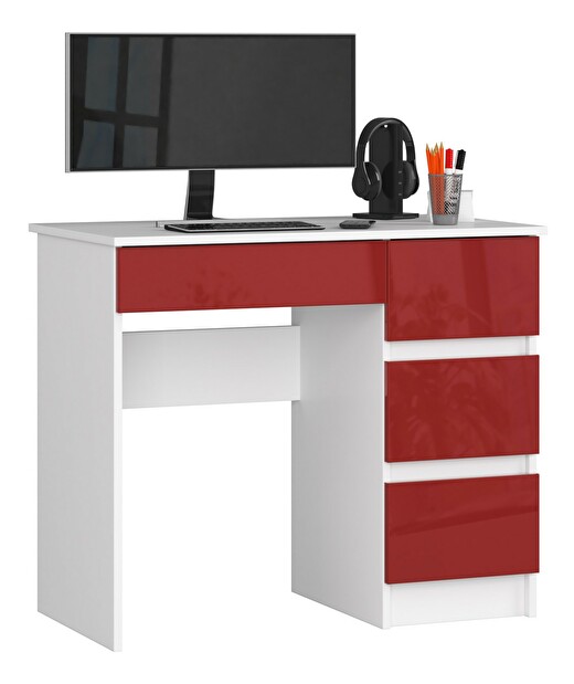 PC stolík Benicio II (biela + červený lesk) (P)