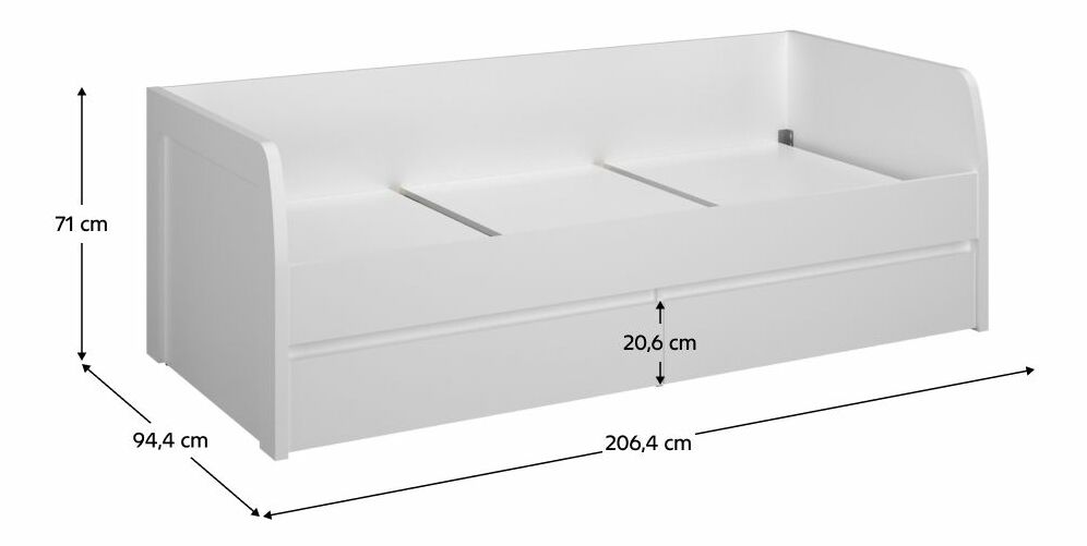 Jednolôžková posteľ 90 ERODON (biela) (s roštom)