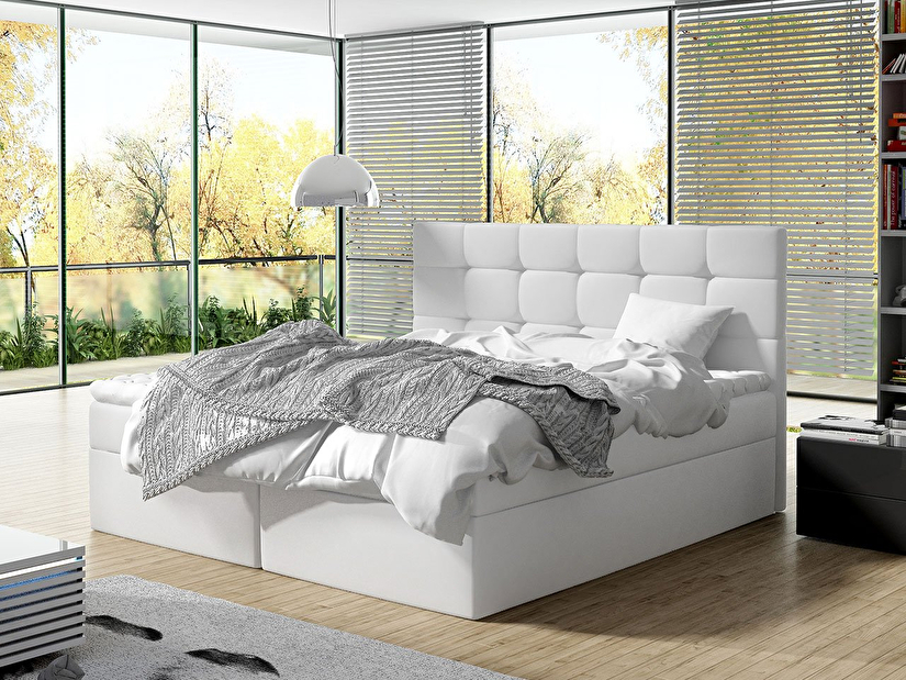 Kontinentálna posteľ 180 cm Mirjan Cinara (ekokoža soft 017 (biela)