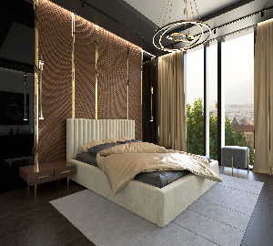 Čalúnená posteľ 160x200 cm Veggie (krémová)