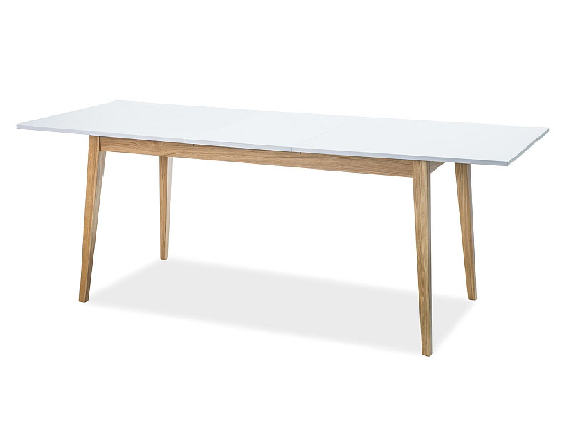 Rozkladací jedálenský stôl 120-165 cm Carrie (biela matná + dub) (pre 4 až 6 osôb)