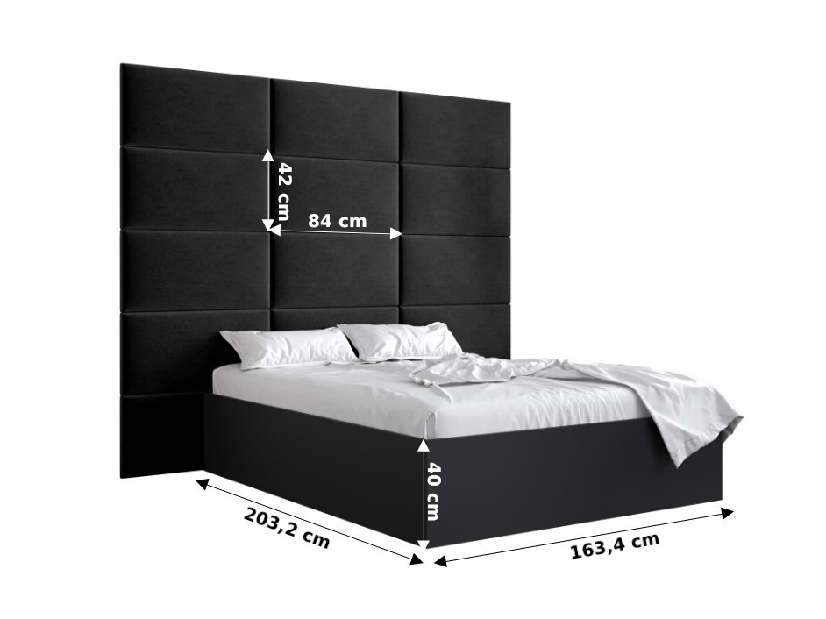 Manželská posteľ s čalúneným čelom 160 cm Brittany 1 (čierna matná + krémová) (s roštom)