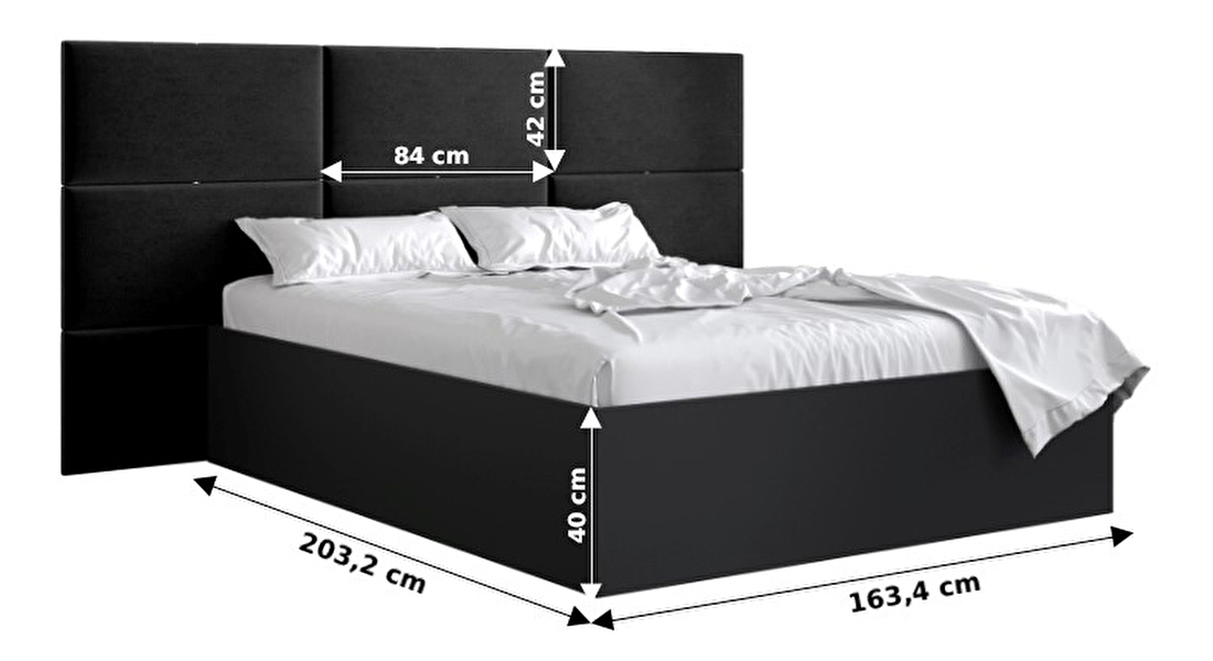 Manželská posteľ s čalúneným čelom 160 cm Brittany 2 (čierna matná + krémová) (s roštom)