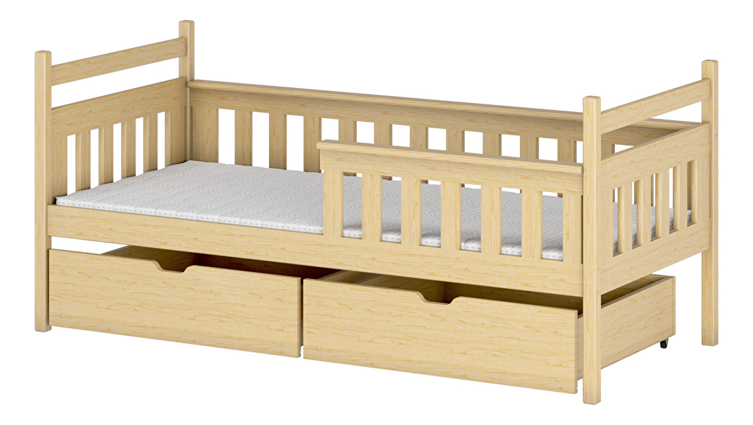 Detská posteľ 80 x 180 cm Emelda (s roštom a úl. priestorom) (borovica)