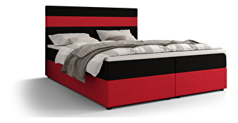 Manželská posteľ Boxspring 160 cm Locos (tmavohnedá + červená) (s matracom a úložným priestorom)