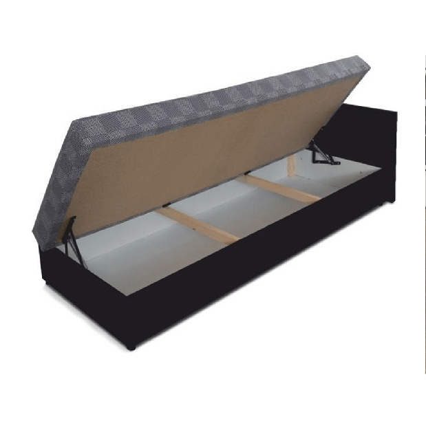 Jednolôžková posteľ (váľanda) 80 cm Jeannine (sivá + čierna) (s úl. priestorom) (L)