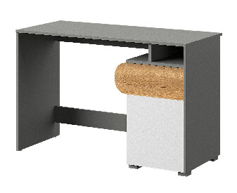 Písací stôl typ CA8 Caryl (svetlý grafit + leskla biela + dub nash)