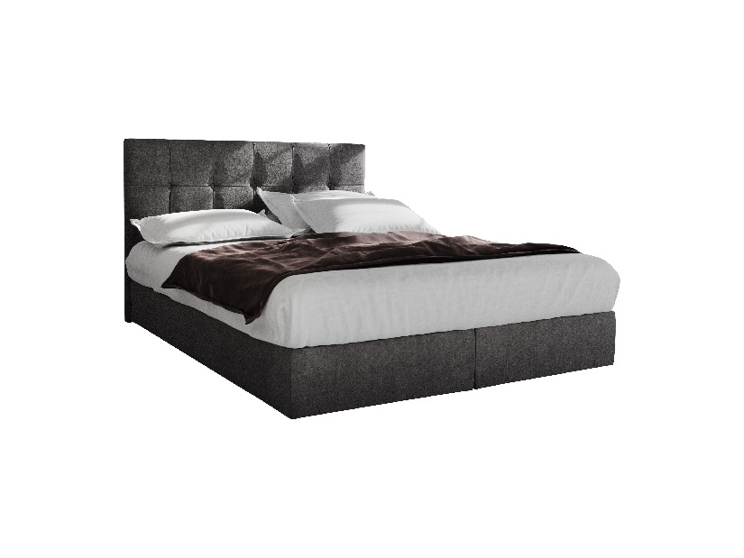Manželská posteľ Boxspring 180 cm Porto Comfort (sivá) (s matracom a úložným priestorom)