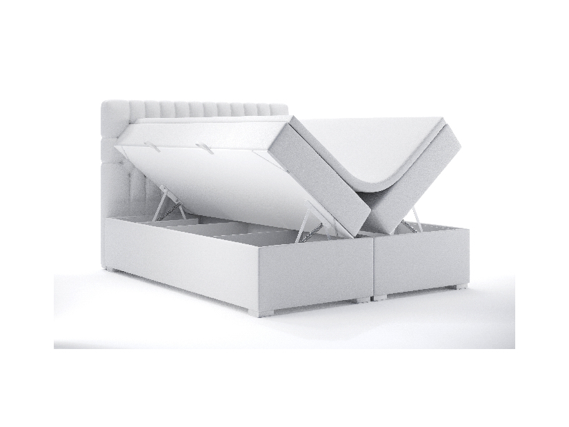 Kontinentálna posteľ 180 cm Daliny (biela ekokoža) (s úložným priestorom)