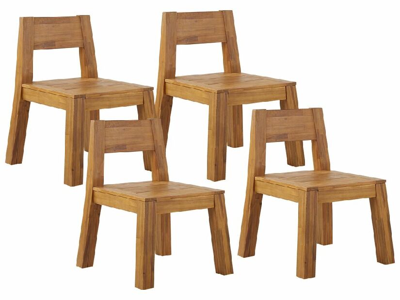 Set 4 ks záhradných stoličiek Livza (svetlé drevo)