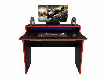 Herný pc stôl Adapt (čierna + červená) (s RGB LED osvetlením)