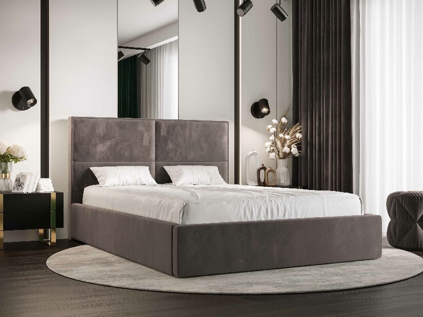 Manželská posteľ 180 cm Alfonso (hnedá) (s roštom a úložným priestorom)