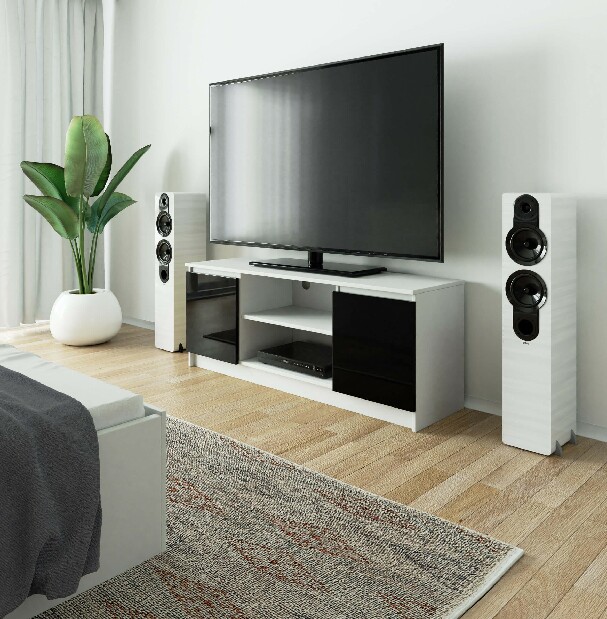 TV stolík Dariel (biela + čierny lesk)