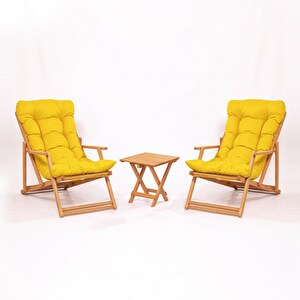 Súprava záhradného stola a stoličiek (3 kusy) Minnie (žltá + prírodná)