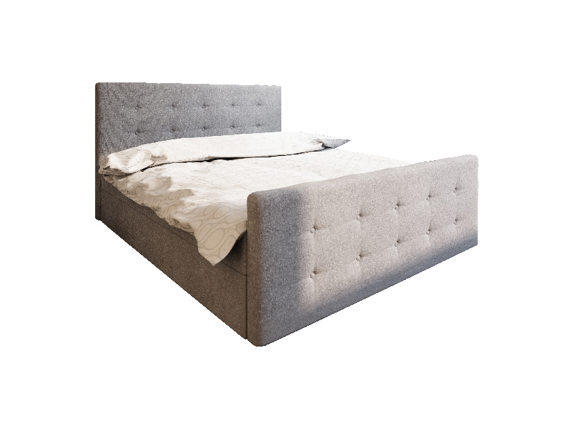 Manželská posteľ Boxspring 140 cm Milagros Comfort 1 (sivá) (s matracom a úložným priestorom)