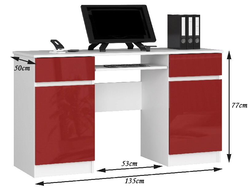 PC stolík Bahadur (červený lesk)