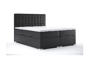 Kontinentálna posteľ 140 cm Candy (čierna ekokoža) (s úložným priestorom)
