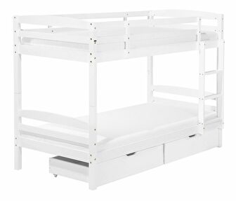 Poschodová posteľ 90 cm RESPOND (biela) (s roštom a úl. priestorom)