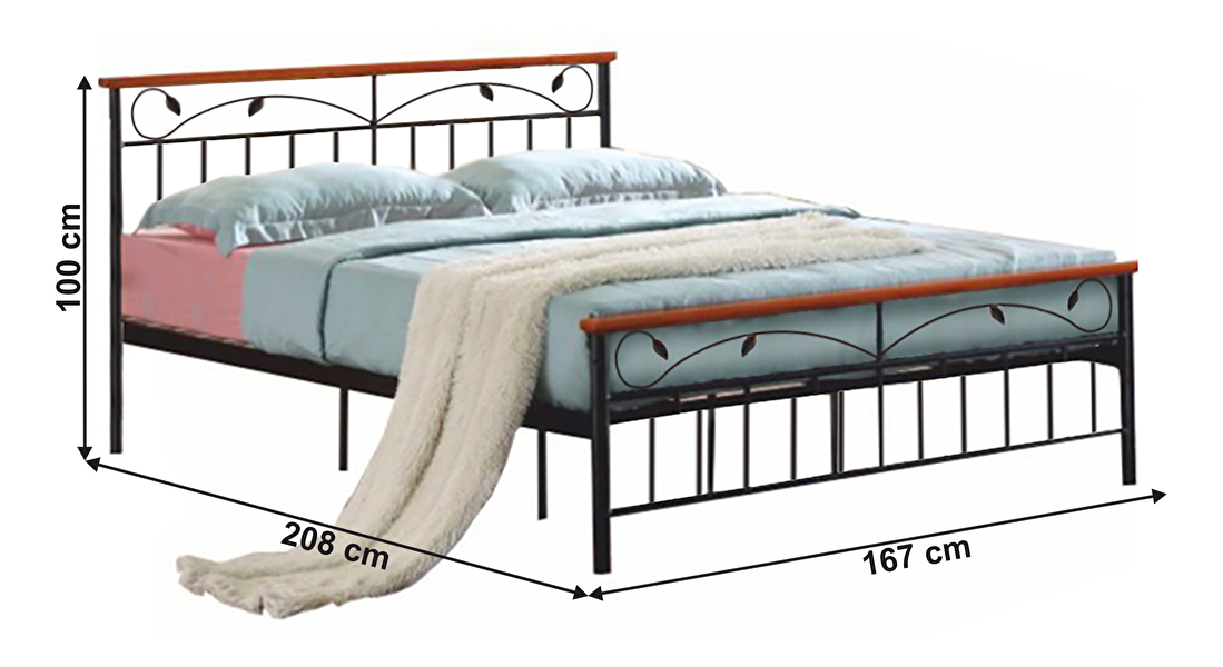 Manželská posteľ 160 cm Myles 160 (čierna + čerešňa)