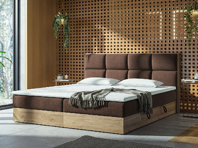 Kontinentálna posteľ 140 cm Mirjan Bolondra (zlatý remeselný dub + soro 28)