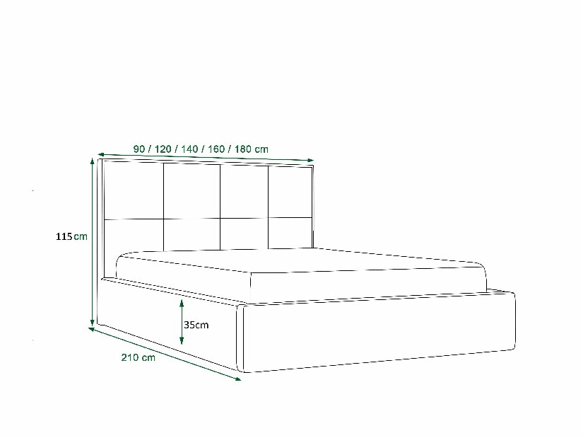 Manželská posteľ 180 cm Gino (tmavosivá) (s roštom a úložným priestorom)