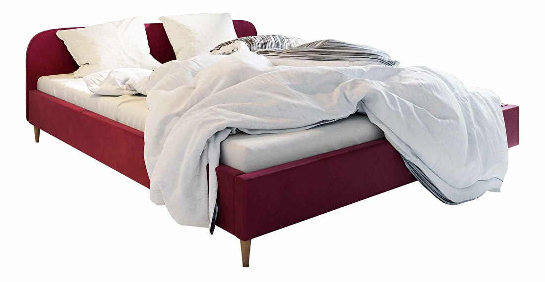 Manželská posteľ 140 cm Lon (bordová) (bez roštu a úložného priestoru)