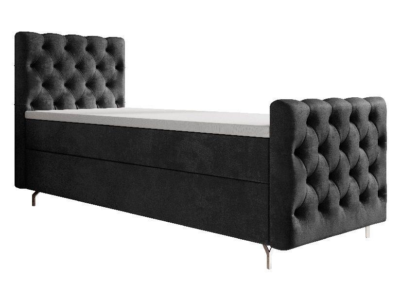 Jednolôžková posteľ 90 cm Clinton Bonell (čierna) (s roštom, bez úl. priestoru)