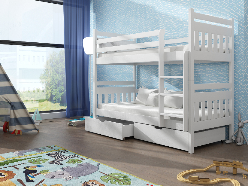 Detská posteľ 80 x 180 cm ARAS (s roštom a úl. priestorom) (biela)