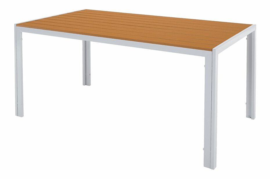 Záhradný stôl BANTO (biela oceľ + dub) (pre 4-6 osôb)