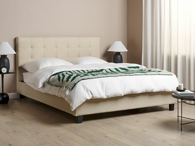 Manželská posteľ 160 cm Rhiannon (béžová) (s roštom)