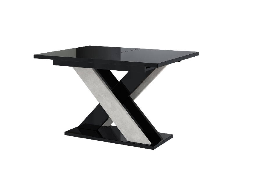 Jedálenský stôl Xalin (lesk čierny + kameň) (pre 4 až 6 osôb)