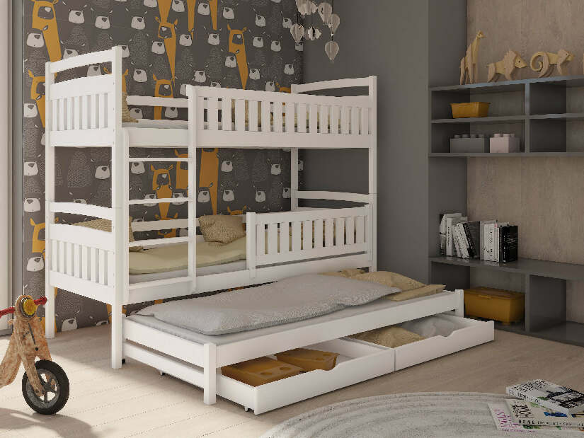 Detská posteľ 90 x 200 cm BLAIR (s roštom a úl. priestorom) (biela)