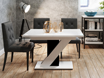 Moderný stôl Mirjan Exalior (biely lesk + čierny lesk)