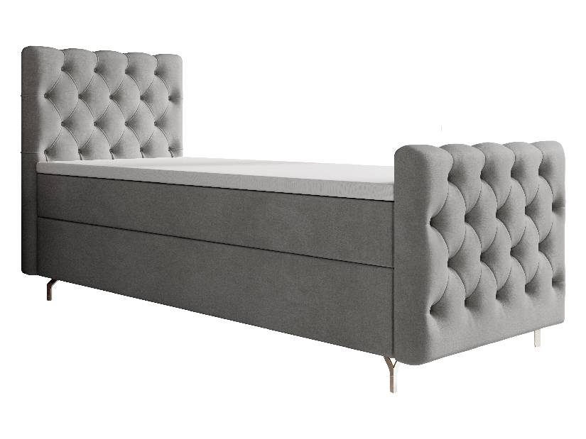 Jednolôžková posteľ 90 cm Clinton Bonell (sivá) (s roštom, s úl. priestorom)