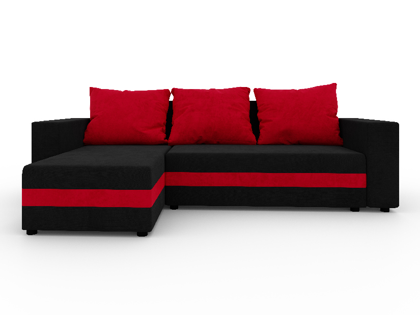 Rohová sedačka Simpney (čierna + červená) (L)