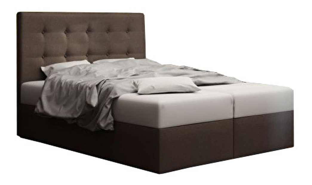 Manželská posteľ Boxspring 180 cm Duel 1 (tmavohnedá) (s matracom a úložným priestorom)