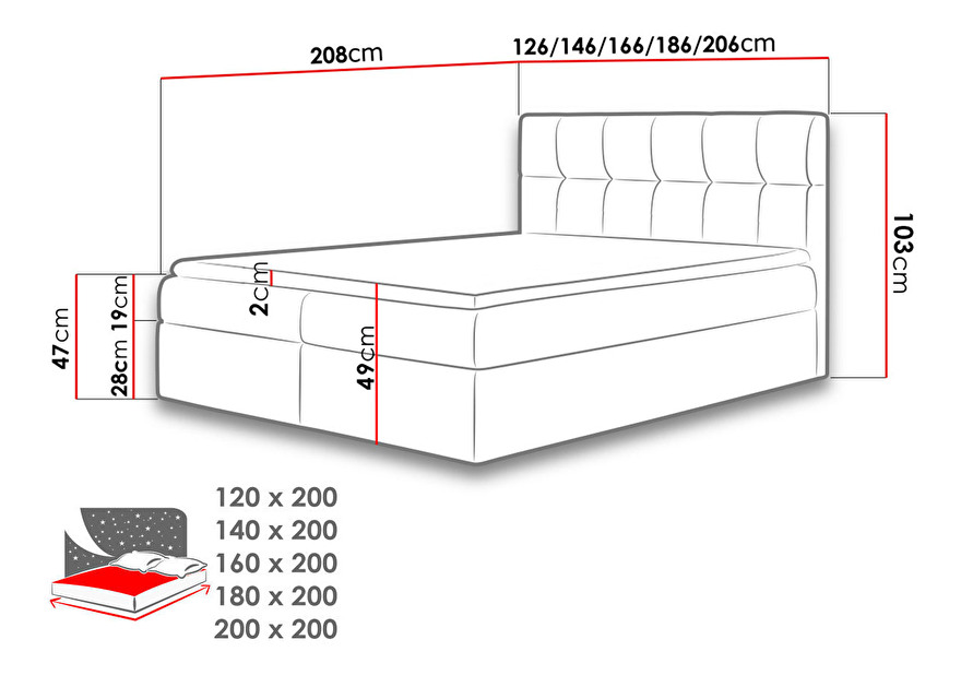 Kontinentálna posteľ Mirjan Maddox (140x200) (ekokoža Soft 011 (čierna))