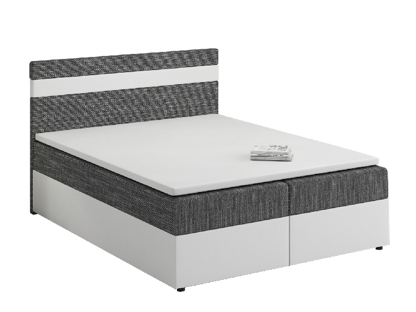 Kontinentálna posteľ 140x200 cm Mimosa (melírovaná sivá + biela) (s roštom a matracom)