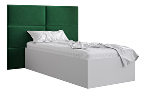 Jednolôžková posteľ s čalúneným čelom 90 cm Brittany 2 (biela matná + zelená) (s roštom)