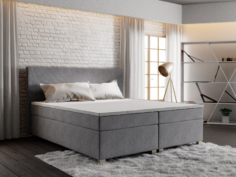 Manželská posteľ Boxspring 140 cm Simon (sivá) (s matracom, bez úložného priestoru)