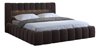 Manželská posteľ 160 cm Luxa (tmavohnedá) (s roštom, úl. priestorom a LED)
