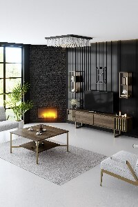 Obývacia stena Golden (Orech + Čierna)