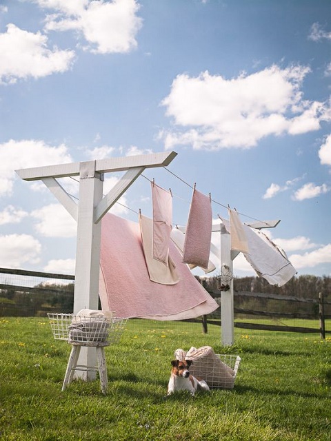 sušení ručníků na čerstvém vzduchu